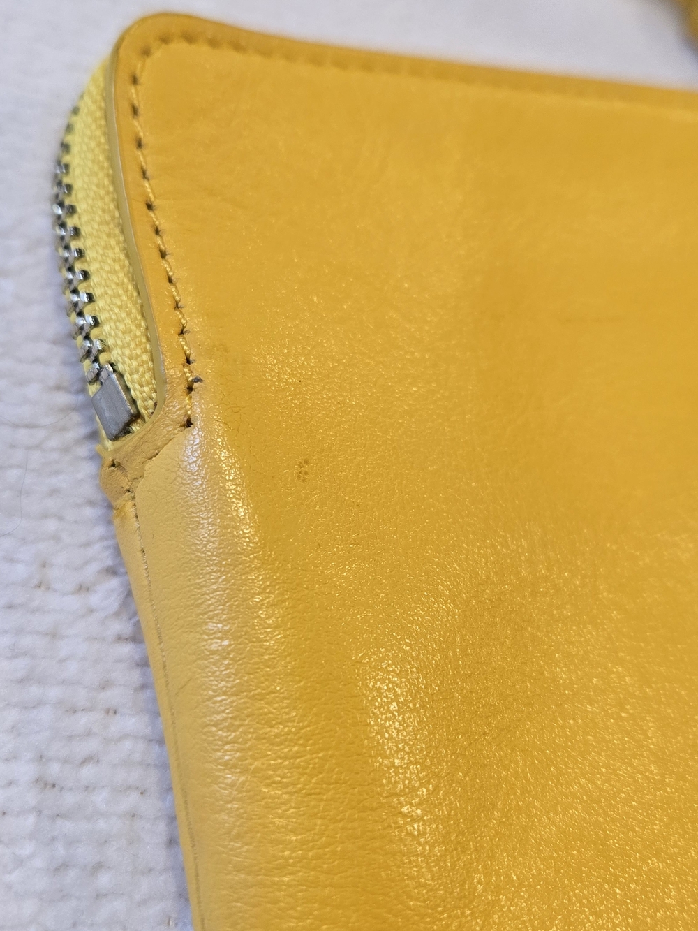 Coach Yellow Leather Wristlet Clutch with Logo Tag - Picture 12 of 13